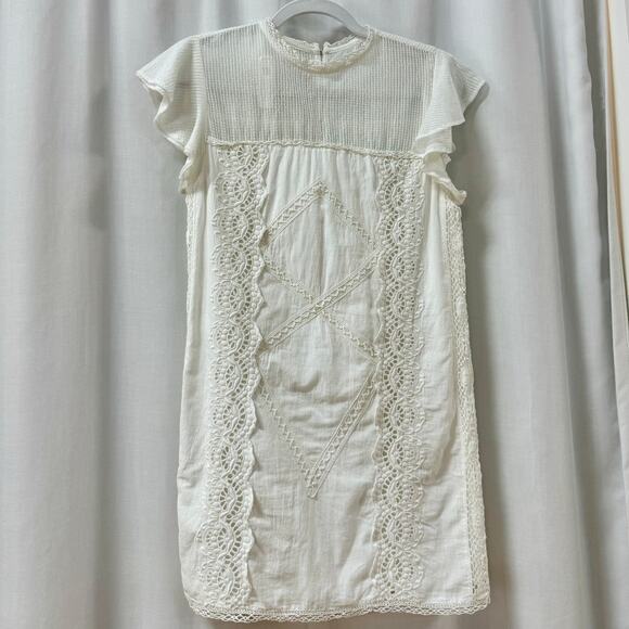 Tularosa Clayton Embroidered Eyelet Flutter Sleeve Mini Shift Dress White XS - Picture 2 of 8